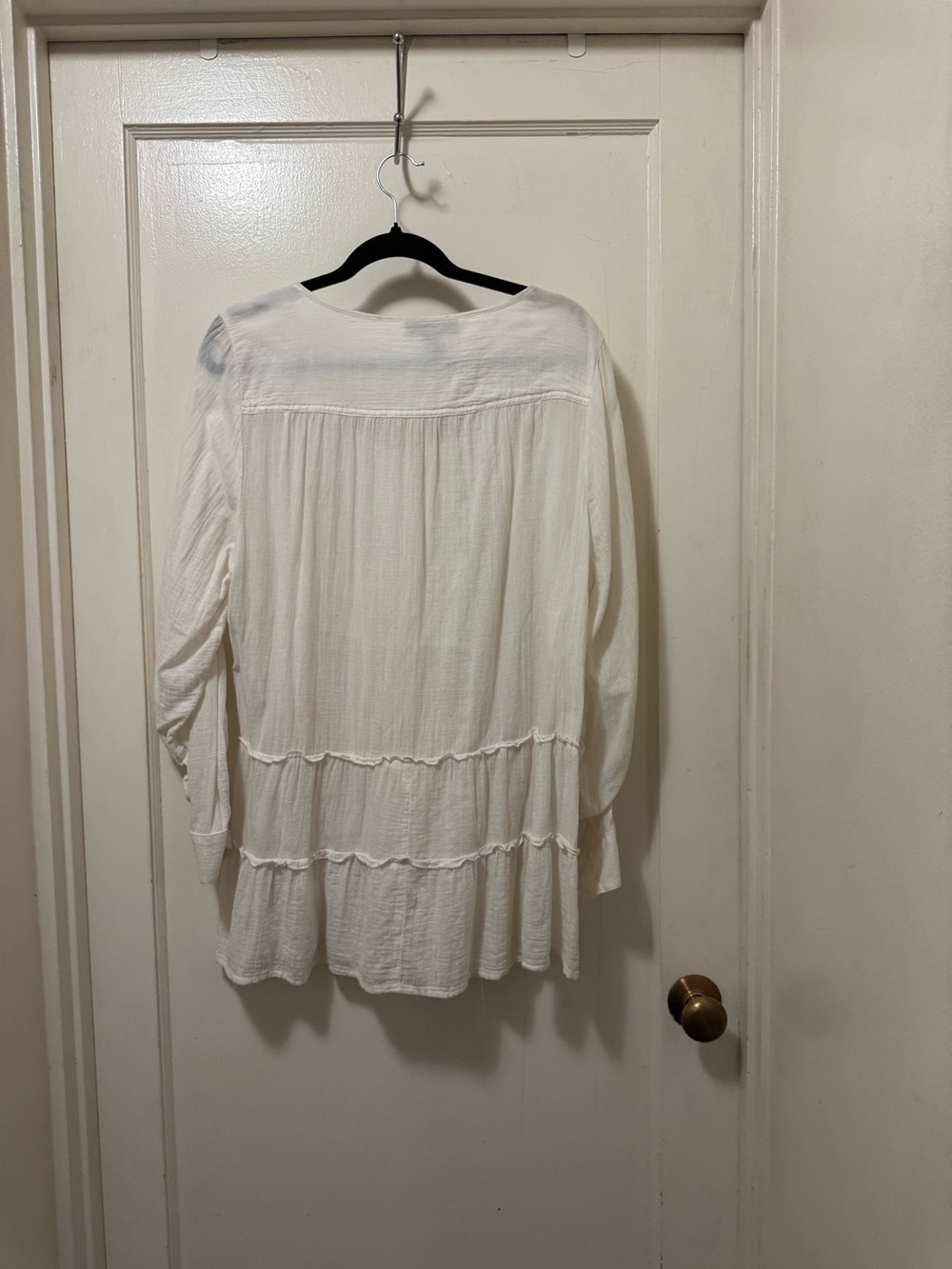 Style & Co. White Tiered Gauze Tunic Top